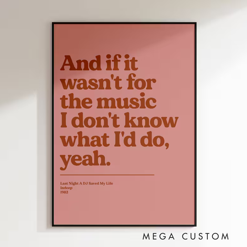Personalized Song Lyric Print Without Frame Music Poster Wall Art Typographic