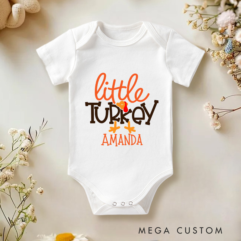 Personalized Thanksgiving Little Turkey Baby Onesie Gift for New Baby