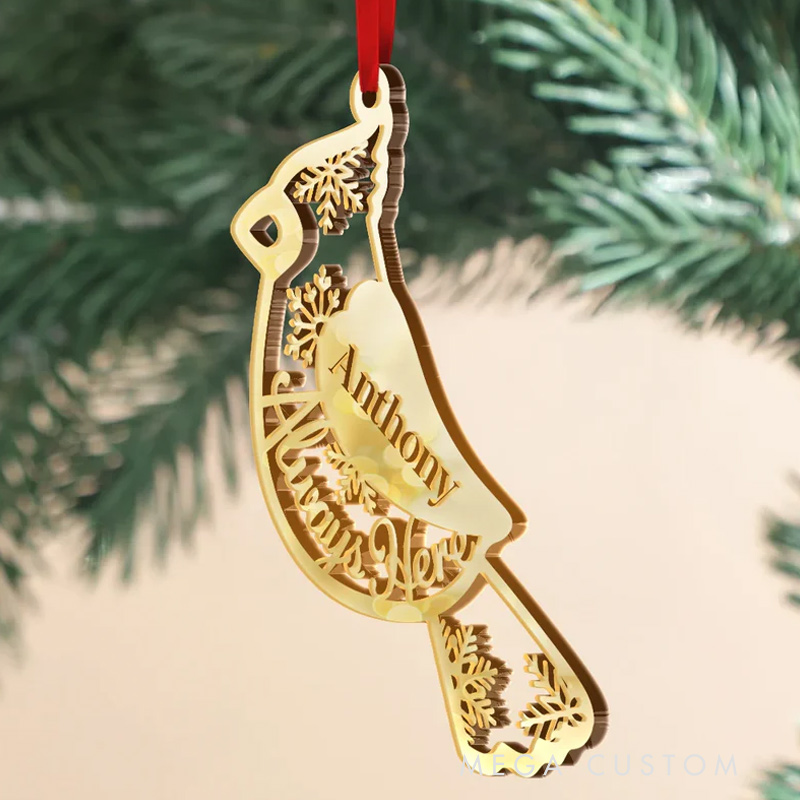 Personalized DIY Mirror Acrylic Ornament Cardinal Bird Always Here Christmas Ornament Sympathy Gifts Custom Memorial Ornament 