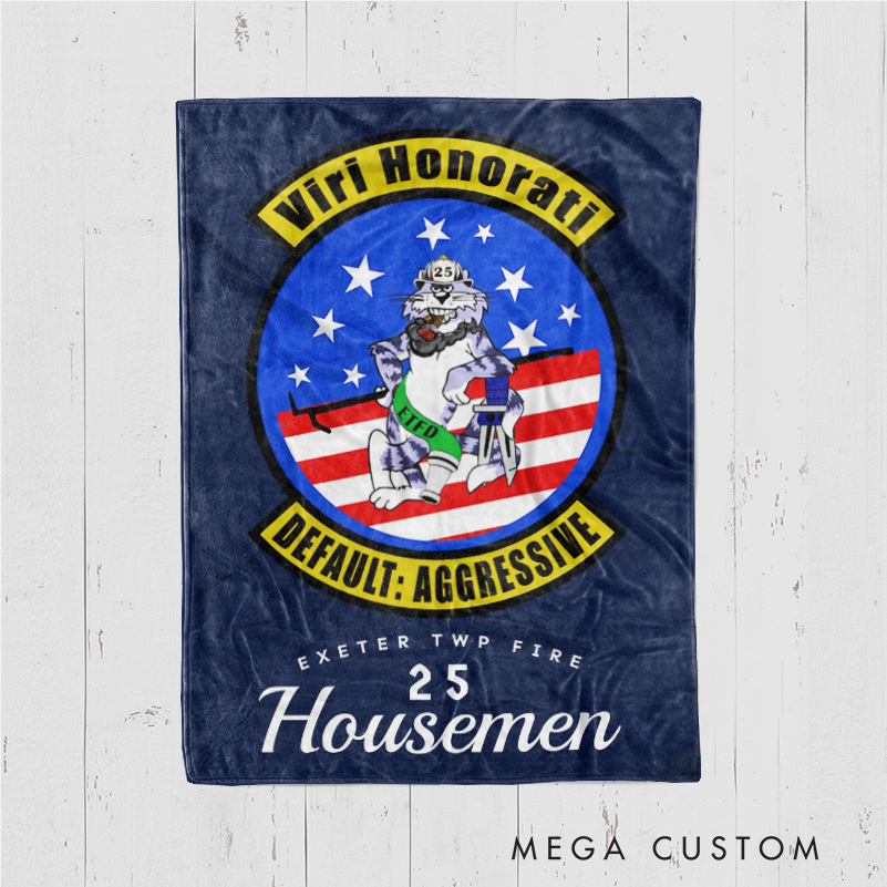 Personalized Firefighter Blanket with Custom Fire Department Logo and Design Gift for Firefighters