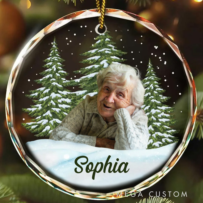 Personalized Memorial Ornament Sympathy Gift Circle Glass Christmas Ornament Memorial Gift for Loss of Loved One