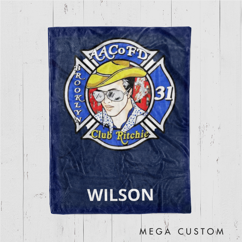 Personalized Firefighter Blanket with Fire Department Logo Gift for Firefighters