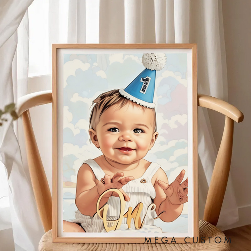 Personalized Baby Portraits Poster Using Baby Photo Custom Art Lover Gifts