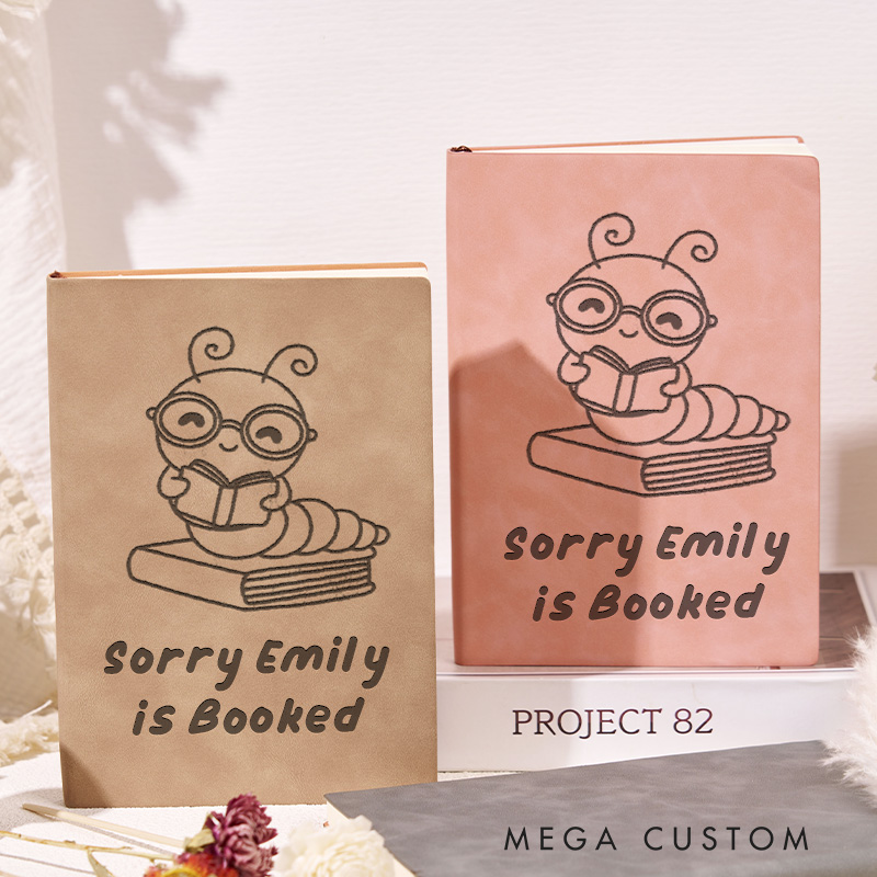Personalized Sorry I am Booked Reading Journal Engraved Reading Planner Notebook with Name Librarian Journal for Book Lover Gift Bookish Gift