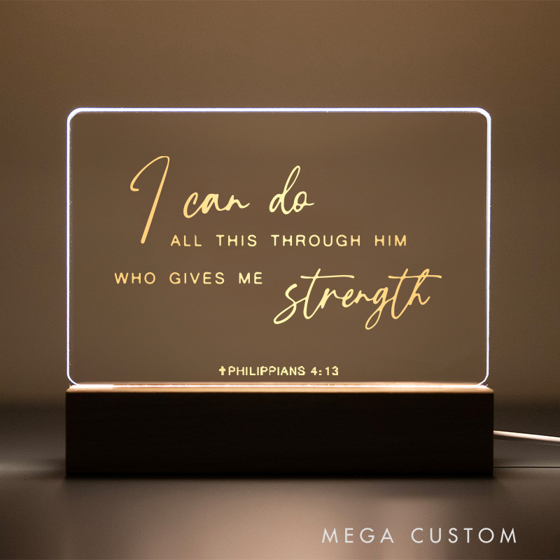 Personalized Bible Verse LED Lamp Night Light with Name Home Decor Faith Based Decor Religious Christian Gift Bible Verse Gift