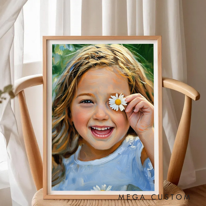 Personalized Kids Hand-Drawn Painting Poster from Photo Gift from Kids