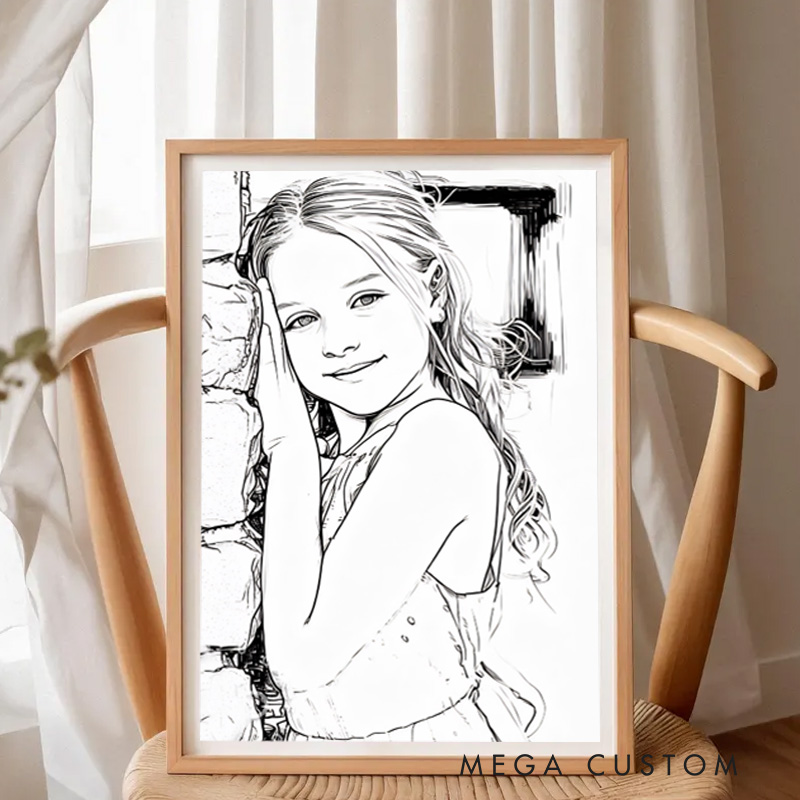 Personalized Kids Hand-Drawn Painting Poster from Photo Gift from Kid