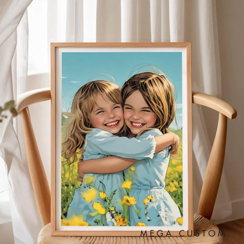 Personalized Kids Hand-Drawn Painting Poster from Photo Custom Art Lover Gift Gift from Kids 