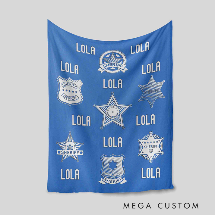 Personalized Police Blanket with Sheriff Badge Patterns Design Gift for Police Officer