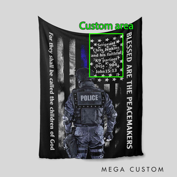 Personalized Police Blanket with Flag Officer K9 Partner Design Gift for Police Officer