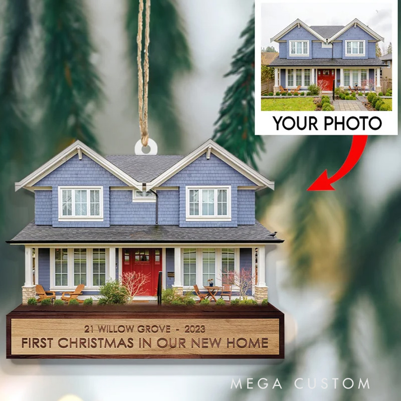 Personalized First Christmas in Our New Home Ornament 2025 Custom House Address Keepsake Personalized Ornament for Families or New Homeowners
