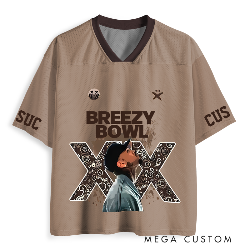 Personalized Football Brown 20 Football Jersey Mesh Concert Outfit Concert Shirt