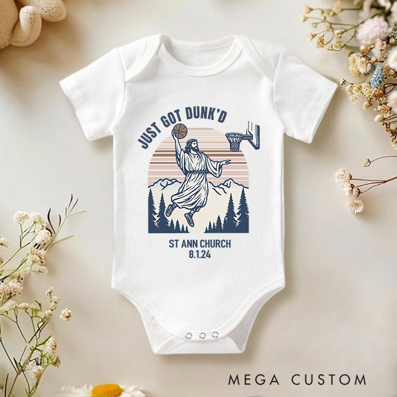 Personalized Just Got Dunk'd Baptism Baby Onesie Baby Keepsake Gift