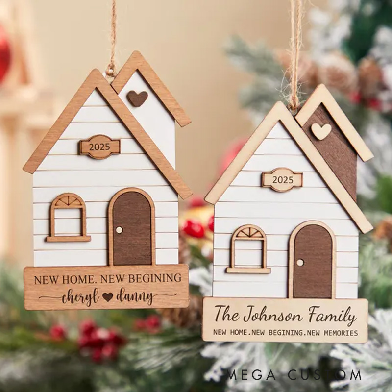 Personalized First Christmas in Our New Home Wooden Ornament Custom Housewarming Keepsake 2025 Engraved Holiday Decoration for New Homeowners