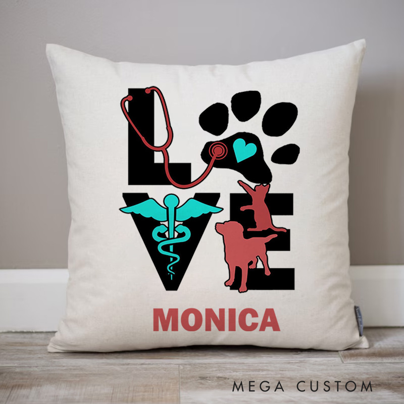 Personalized Throw Pillow for Nurse Love for Veterinary Care Design Nurse Appreciation Gifts