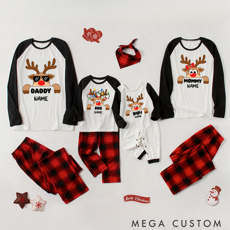 Personalized Christmas Cartoon Elk Pattern Design Family Matching Pajamas