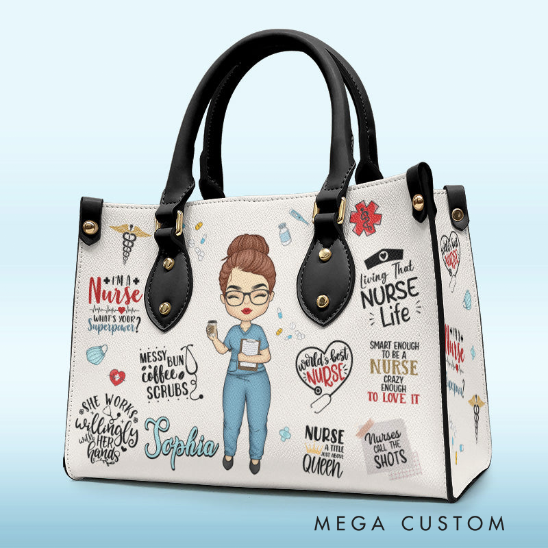 Personalized Leather Handbag Custom Living That Nurse Life Design Handbag Nurse Gift