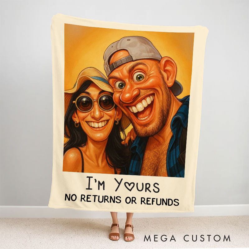 Personalized Photo Art Blanket For Funny Couples Flannel Blanket with Photo Custom Art Lover Gift Custom Portrait