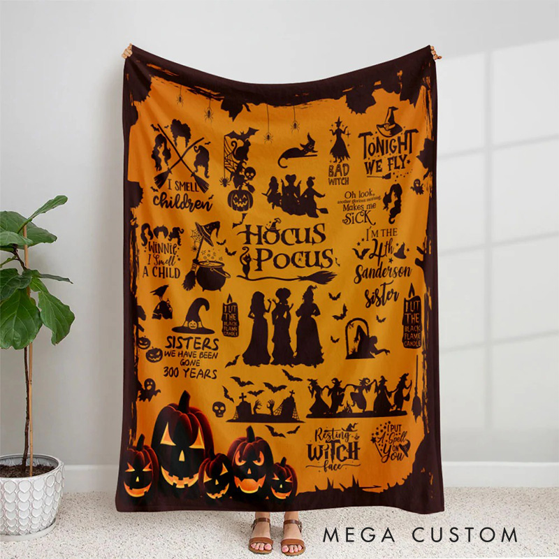 Personalized Witch Sisters Movie Blanket Halloween Flannel Blanket Movie Blanket with Name Film Fan