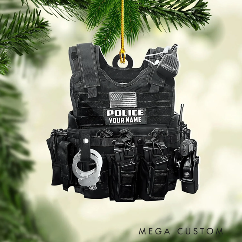 Personalized Police Vest Christmas Ornament with Custom Name Gift for Police