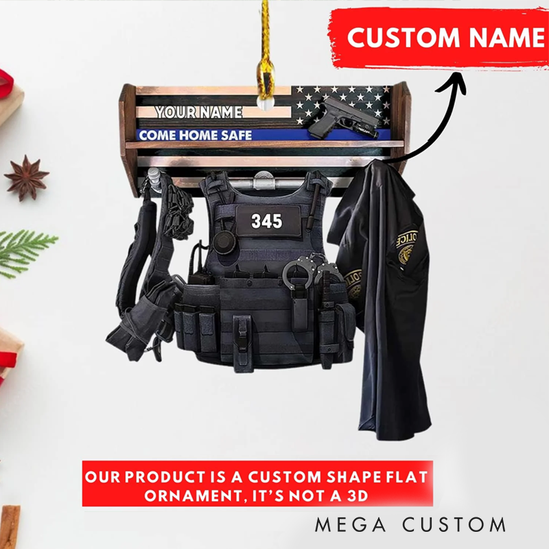 Personalized Police Gear Christmas Ornament Badge Number Gift for Police