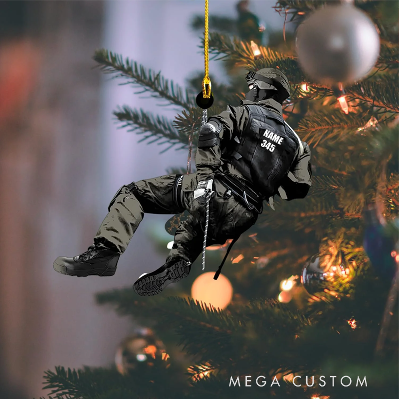 Personalized Police Officer Rappelling Christmas Ornament Perfect Holiday Gift for Police