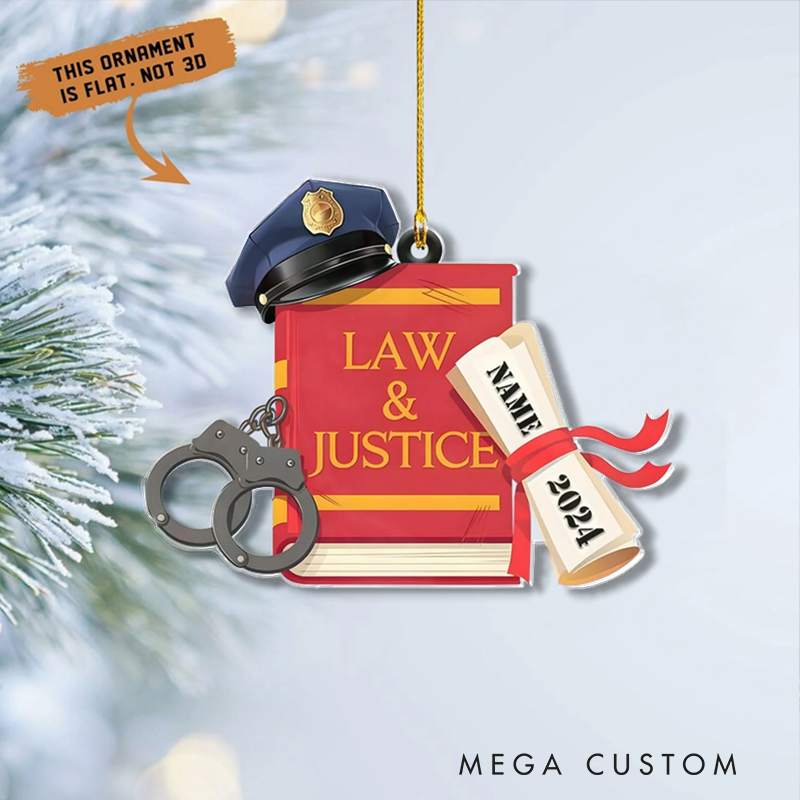 Personalized Law and Justice Christmas Ornament Perfect Graduation or Holiday Gift for Police