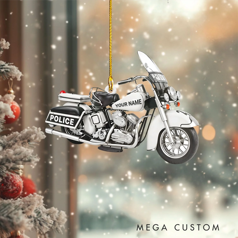 Personalized Police Motorcycle Christmas Ornament Unique Holiday Gift for Police Officers