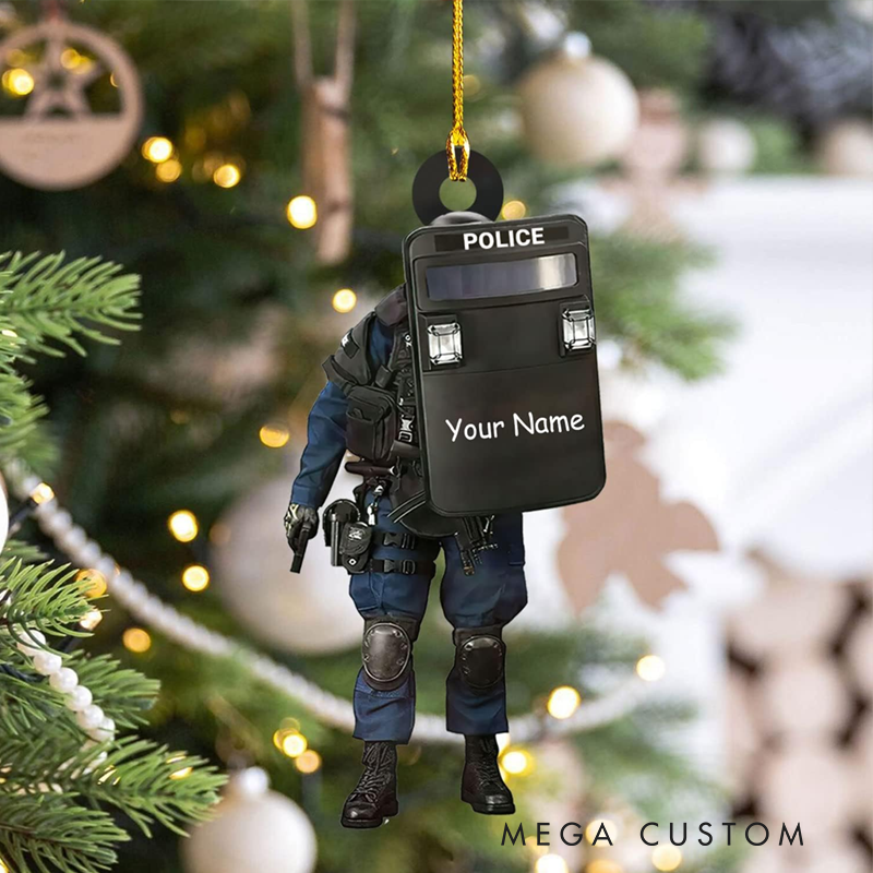 Personalized Police Officer with Shield Christmas Ornament Gift for Police