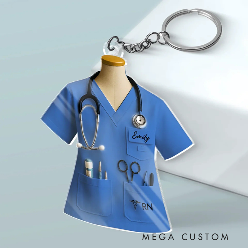 Personalized Nurse Acrylic Keychain Custom Shaped Acrylic Keychain Pocket Full Of Tools Heart Full Of Care Design Keychain
