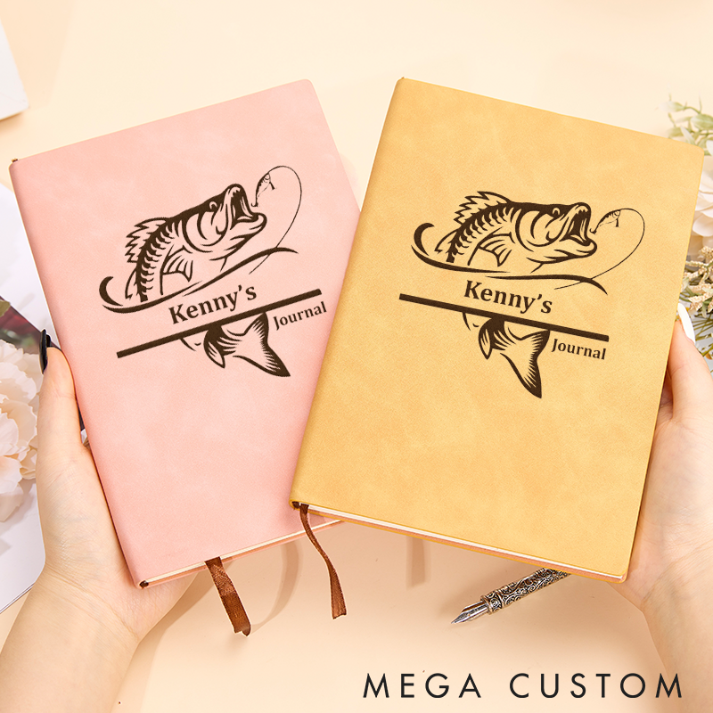 Personalized Fishing Notebook Fisherman Gift Fisherman Leather Notebook Fishing Journal Fishing Diary Fisherman Diary Fish Journal