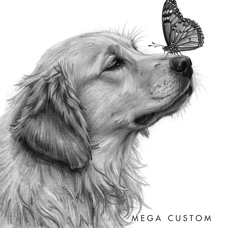 Personalized Pencil Sketch Wall Art For Dog and Cat Lovers Poster Without Frame Custom Art Lover Gift Custom Pet Portrait