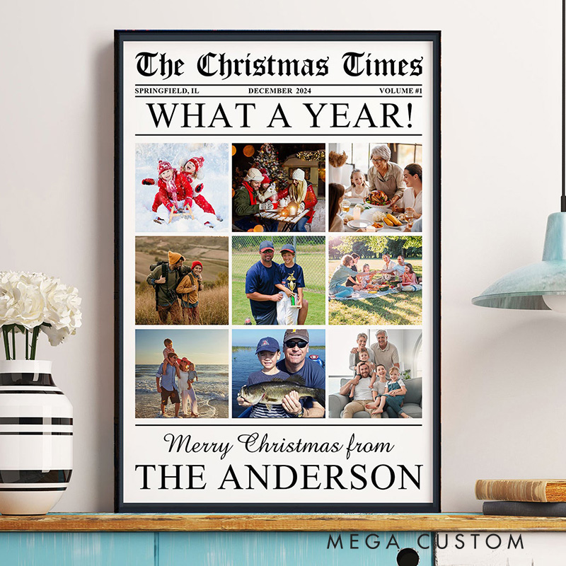 Personalized What a Year Photo Wall Art For Family Christmas Poster Without Frame Custom Art Lover Gift Custom Portrait