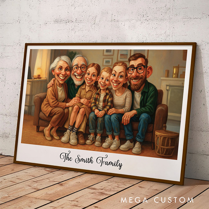 Personalized Caricature Wall Art For Family Siblings Sisters Poster Without Frame Custom Cartoon Art Lover Gift Custom Portrait