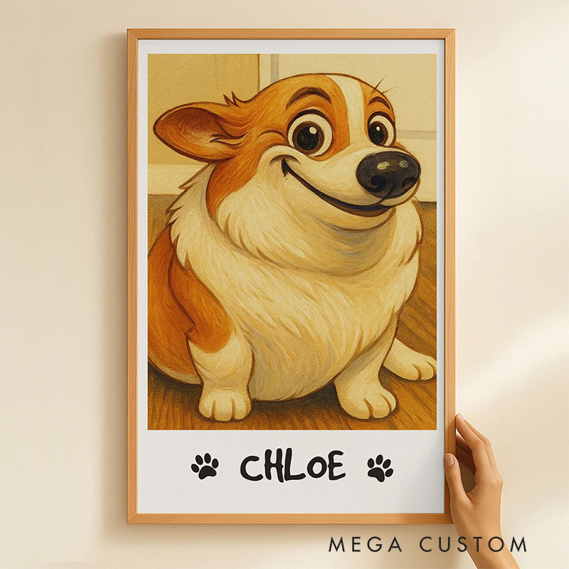Personalized Caricature Cute Cartoon Style Wall Art For Dog and Cat Lovers Poster Without Frame Custom Art Lover Gift Custom Pet Portrait
