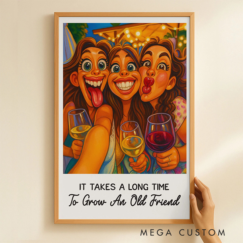Personalized Caricature Funny The BFF Print Wall Art For Friends Besties Poster Without Frame Custom Art Lover Gift Custom Portrait