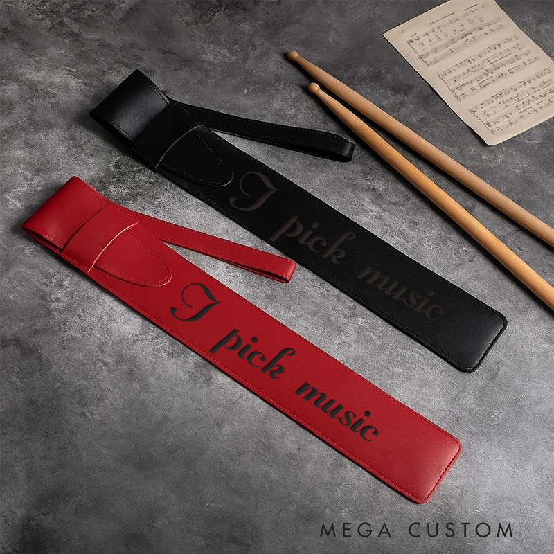 Personalized Leather Drumstick Bag Custom Musician Drummer Gift