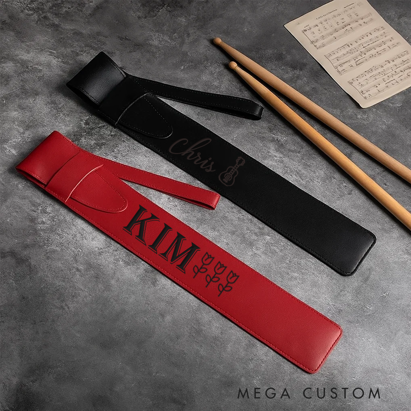 Personalized Leather Drumstick Holder Gift for Drummer and Musician Leather Drumstick Bag Custom Bag for Drumstick