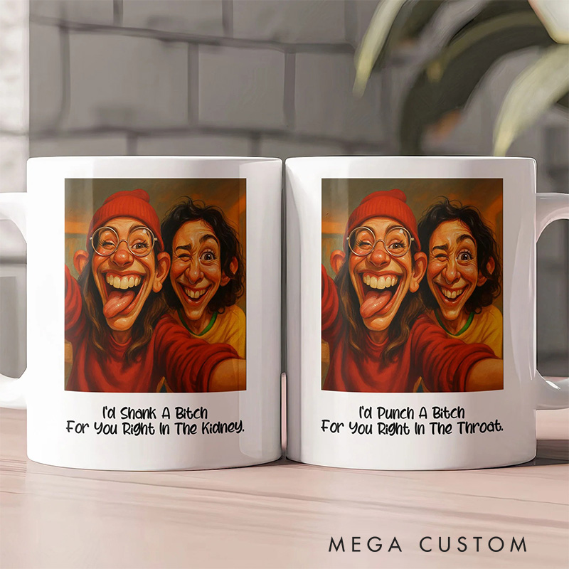 Personalized Caricature Best Friends Photo Art Mug For BFF Mug with Photo Custom Art Lover Gift Custom Portrait