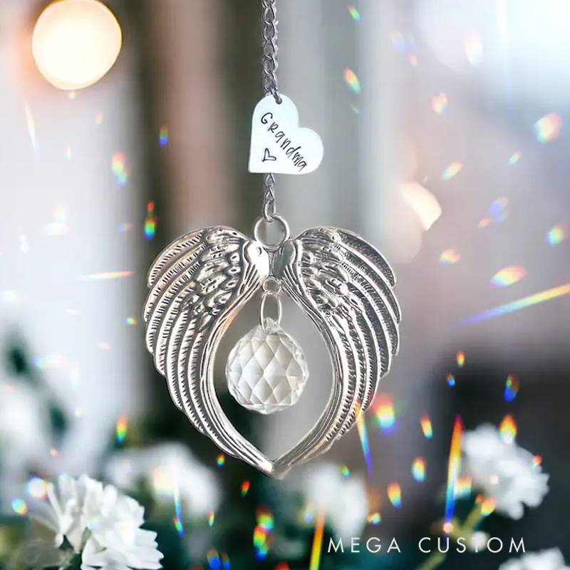 Personalized Wing Sun Catcher Sympathy Gift Memorial Suncatcher for Loss of Grandmother 
