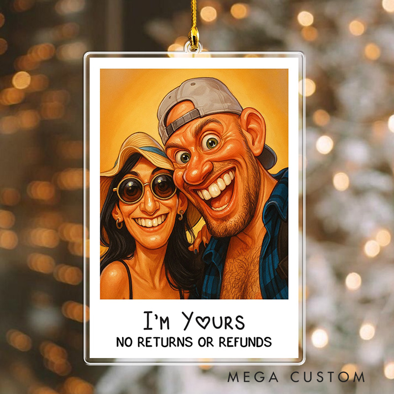 Personalized Photo Art Christmas Ornament For Funny Couples Acrylic Ornament with Photo Custom Art Lover Gift Custom Portrait