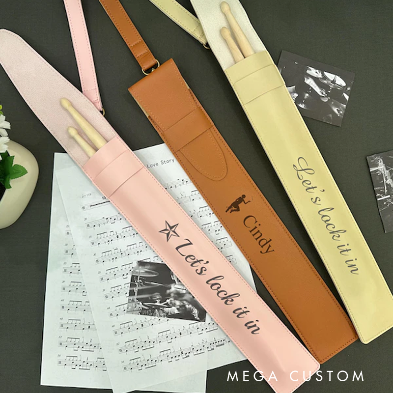 Personalized Leather Drumstick Bag Custom Musician Drummer Gift