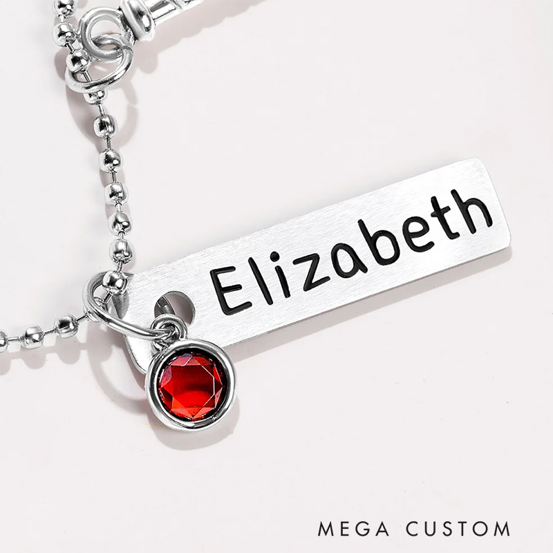 Personalized Birthstone Softball Baseball Bat Glove Necklace with Engraved Name Game Day Team Birthday Gift for Sports Lover