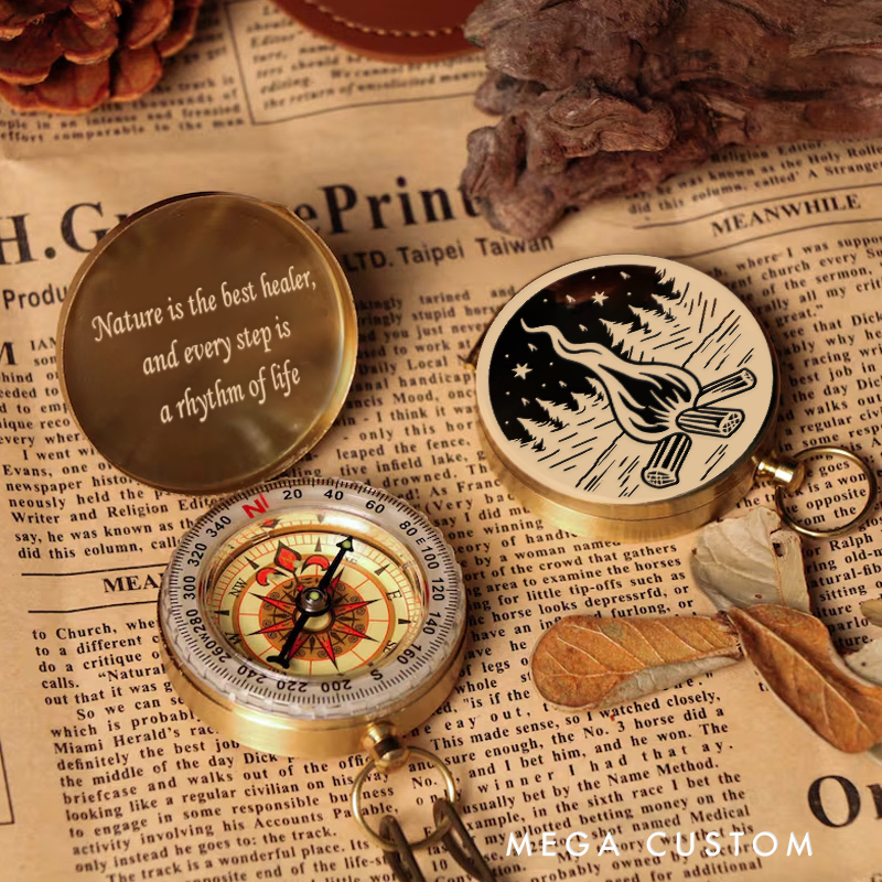 Personalized Outdoor Adventures Luminous Compass Hiker Camper Nature Lovers Compass Engraved Gift for Camping Hiking