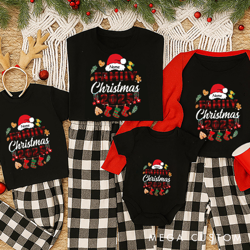 Personalized Funny Reunion Christmas Santa Theme Family Matching T-Shirts