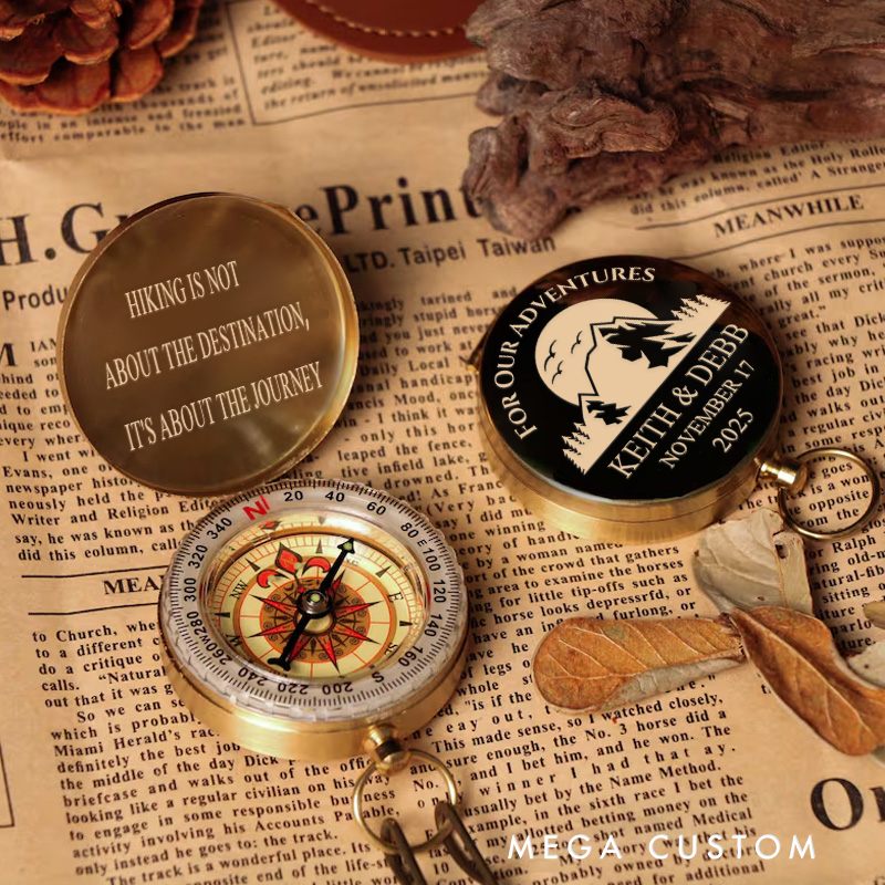 Personalized Outdoor Adventures Hiking Luminous Compass Custom Outdoor Nature Hiker Lover Compass Gift for Boyfriend Him