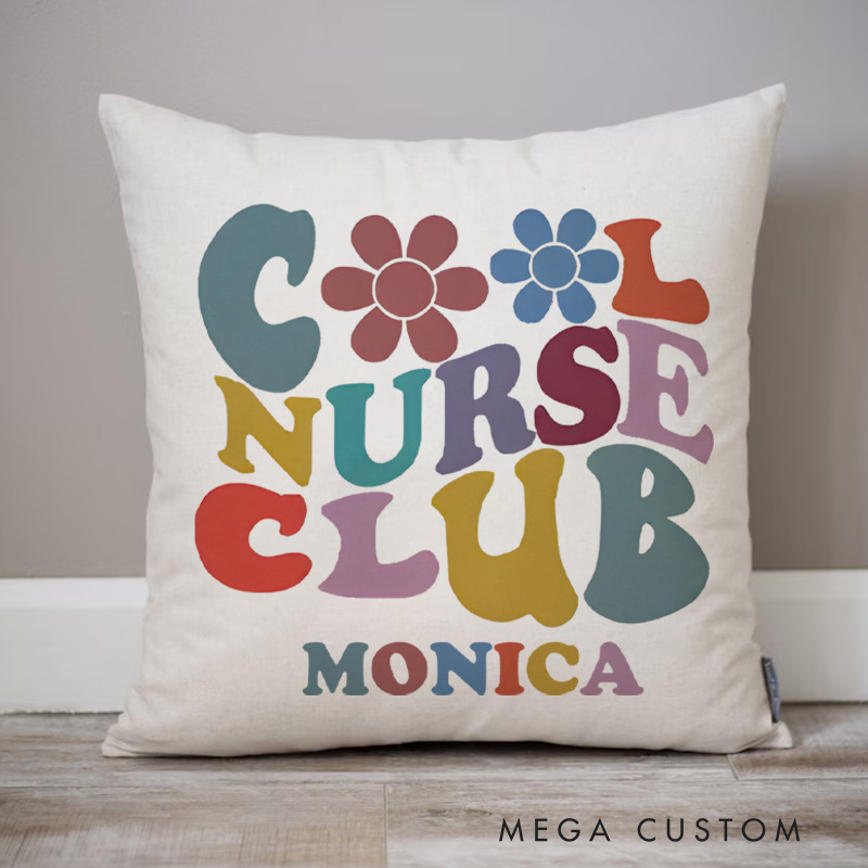 Personalized Throw Pillow for Nurse Cool Nurse Club Design Nurse Appreciation Gifts
