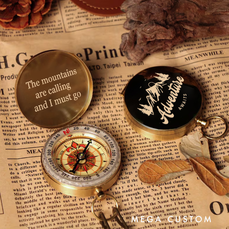 Personalized Outdoor Compass Custom Adventures Nature Hiker Lover Luminous Compass Gift for Camping Hiking