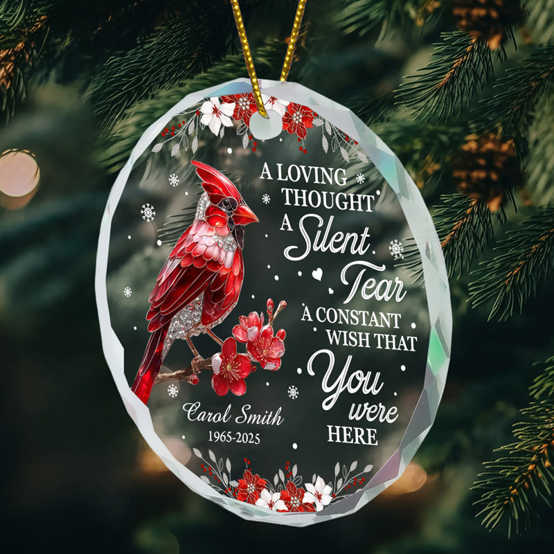 Personalized Memorial Ornament Christmas Glass Circle Ornament Sympathy Gift for Loss of Loved One