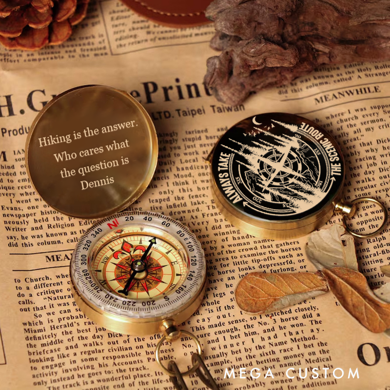 Personalized Outdoor Hiking Lovers Luminous Compass Custom Adventures Nature Lover Compass Gift for Outdoor